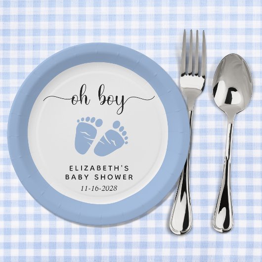Blue Feet Baby Boy Shower Papieren Bordje