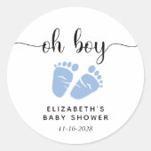 Blue Feet Baby Boy Shower Ronde Sticker (Voorkant)
