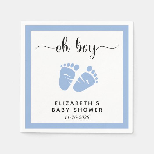 Blue Feet Baby Boy Shower Servet (Voorkant)