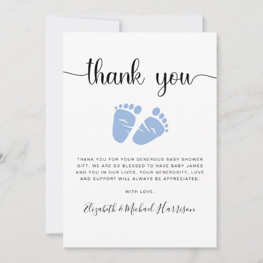 Blue Feet Baby Jongen Douche Dank je Kaart (Voorkant)