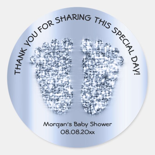 Blue Feet Baby shower Favor Dank je jongen Ronde Sticker (Voorkant)
