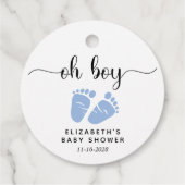 Blue Feet Boy Baby shower Bedankjes Labels (Achterkant)