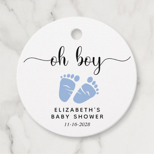 Blue Feet Boy Baby shower Bedankjes Labels (Voorkant)