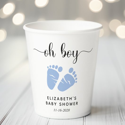 Blue Feet Boy Baby shower Papieren Bekers