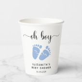 Blue Feet Boy Baby shower Papieren Bekers (Achterkant)