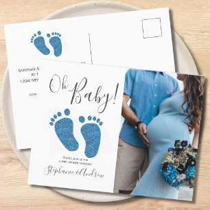 Blue Feet Couples Baby shower Invitation Briefkaar Aankondigingskaart