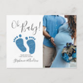 Blue Feet Couples Baby shower Invitation Briefkaar Aankondigingskaart (Voorkant)