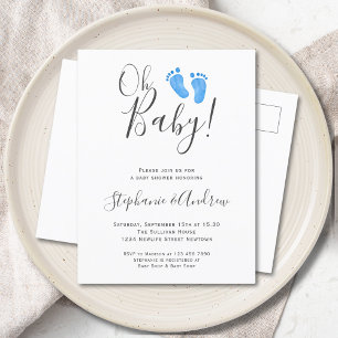 Blue Feet Couples Baby shower Invitation Briefkaar Uitnodiging Briefkaart