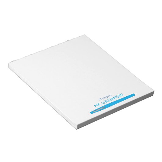 Blue Felt Pen Gepersonaliseerde leraar Note Pad Notitieblok (Schuin)