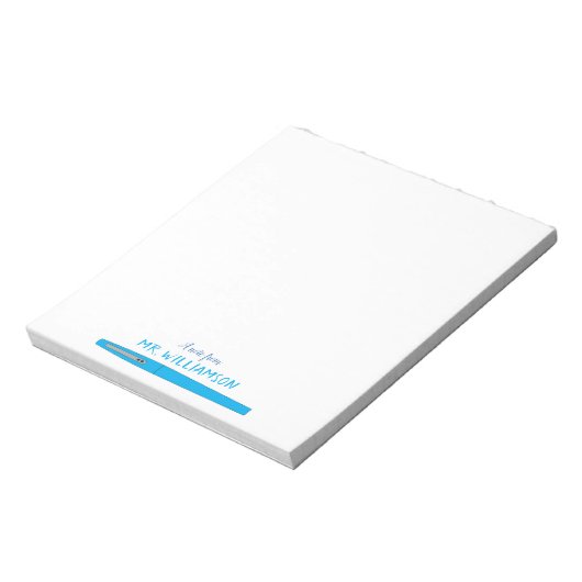 Blue Felt Pen Gepersonaliseerde leraar Note Pad Notitieblok (Linkerzijde)