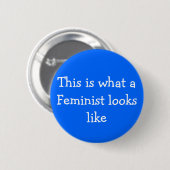 Blue Feminism pin Ronde Button 5,7 Cm (Voorkant /achterkant)