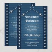 Blue Fencing Birthday Party Invitation Kaart (Voorkant / Achterkant)