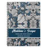 Blue Fern Pattern voor Professionele Zaken Notitieboek (Voorkant)