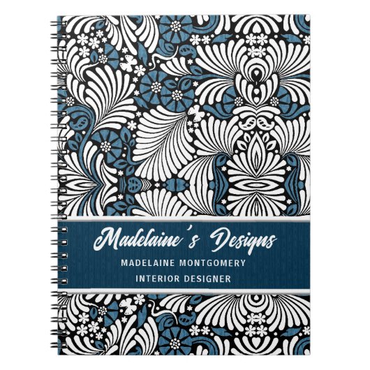 Blue Fern Pattern voor Professionele Zaken Notitieboek (Voorkant)