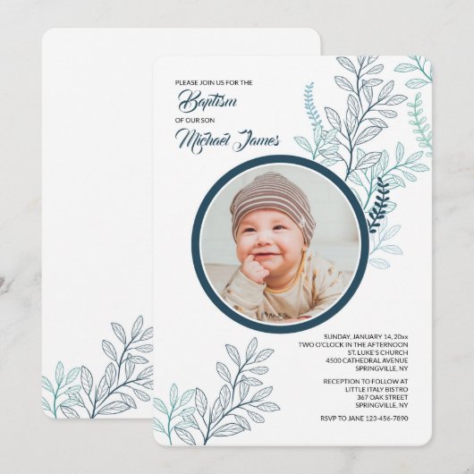 Blue Ferns foto uitnodiging (Voorkant / Achterkant)