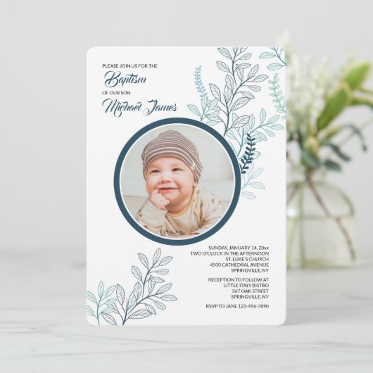 Blue Ferns foto uitnodiging (Staand voorkant)