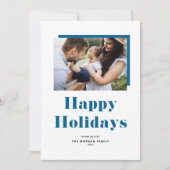 Blue Festive Bold Typography Prettige feestdagen F Feestdagenkaart (Voorkant)