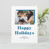 Blue Festive Bold Typography Prettige feestdagen F Feestdagenkaart (Staand voorkant)