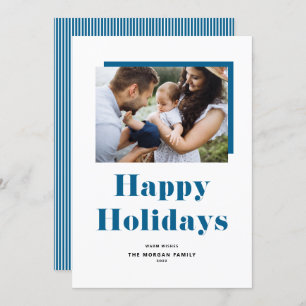 Blue Festive Bold Typography Prettige feestdagen F Feestdagenkaart