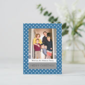 Blue Festive Stars Holiday Photo Briefkaart (Staand voorkant)