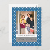 Blue Festive Stars Holiday Photo Briefkaart (Voorkant / Achterkant)