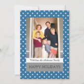 Blue Festive Stars Holiday Photo Flat Kaart (Voorkant)