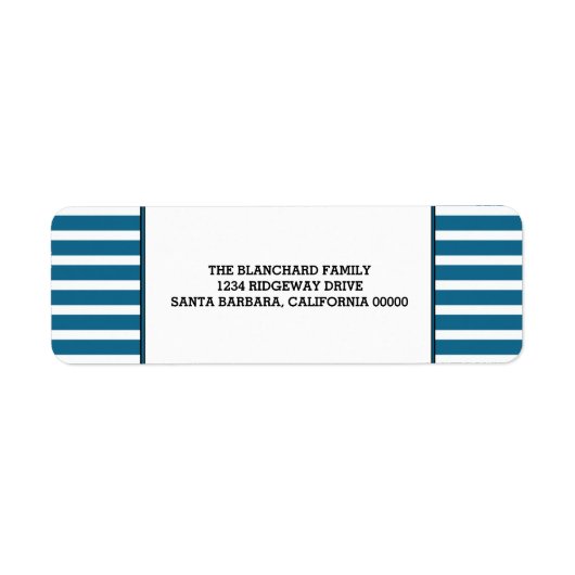 Blue Festive Stripes Holiday Labels (Voorkant)