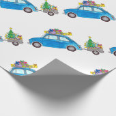 Blue Fiat 500 met Waterverf met kerstcadeaus Cadeaupapier (Hoek)