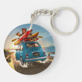 Blue Fiat Car Sleutelhanger (Achterkant)
