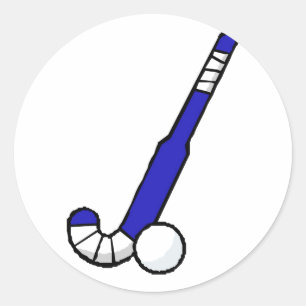 Blue Field Hockey Stick Ronde Sticker