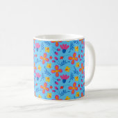 Blue Fiesta Floral Gepersonaliseerd Initiaal Koffiemok (Voorkant rechts)