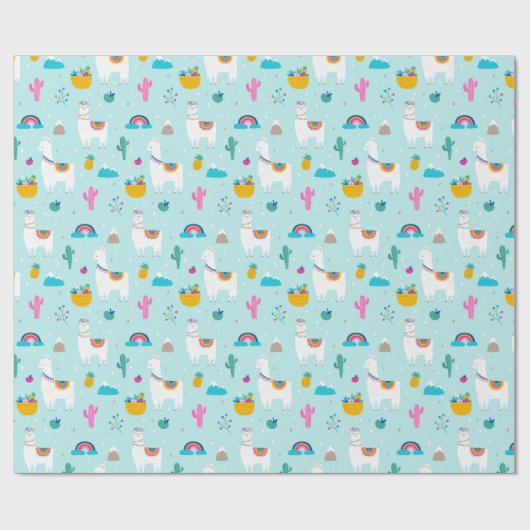 Blue Fiesta Llama Cadeaupapier (Vlak)