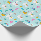 Blue Fiesta Llama Cadeaupapier (Hoek)