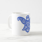 Blue Filigree Angel Silhouette Ornate Lace Koffiemok (Voorkant links)