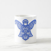Blue Filigree Angel Silhouette Ornate Lace Koffiemok (Center)