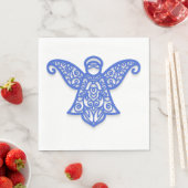 Blue Filigree Angel Silhouette Ornate Lace Servet (Insitu)