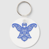 Blue Filigree Angel Silhouette Ornate Lace Sleutelhanger (Achterkant)