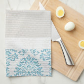 Blue Filigree Damask Kitchen Dish Towel Theedoek (Quarter Fold)