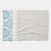 Blue Filigree Damask Kitchen Dish Towel Theedoek (Horizontaal)