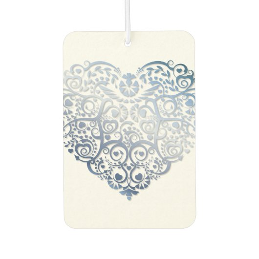Blue Filigree Heart Air Freshener Luchtverfrisser (Voorkant)