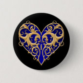 Blue Filigree Heart Button (Voorkant)
