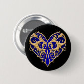 Blue Filigree Heart Button (Voorkant /achterkant)