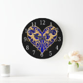 Blue Filigree Heart Clock Grote Klok (Huis)