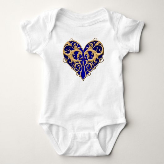 Blue Filigree Heart Creeper Romper (Voorkant)