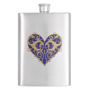 Blue Filigree Heart Flask Flacon