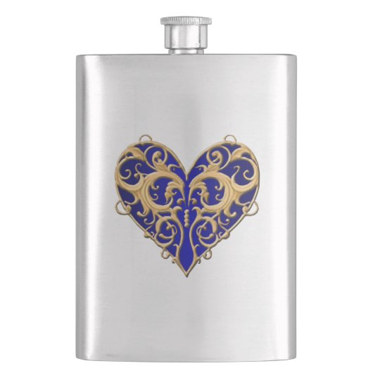 Blue Filigree Heart Flask Flacon (Voorkant)