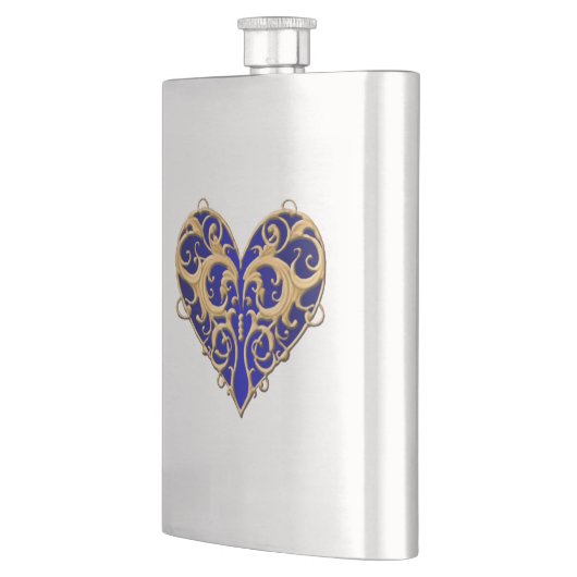 Blue Filigree Heart Flask Flacon (Links)