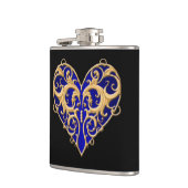Blue Filigree Heart Flask Heupfles (Links)