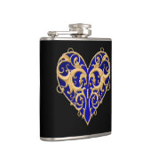 Blue Filigree Heart Flask Heupfles (Rechts)