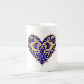 Blue Filigree Heart Mok (Voorkant)